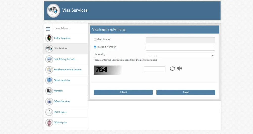 visa and passport number